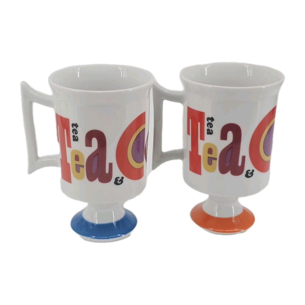 Arnart 5th Ave "Coffee & Tea" Beverage Time 2258 Set of 2 Vintage Mugs Cups